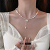 Wholesale Alloy Silver Heart Pearl Clavicle Chain Necklace For Women With Electroplating