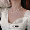 Wholesale Alloy Silver Heart Pearl Clavicle Chain Necklace For Women With Electroplating