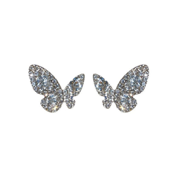 Wholesale Alloy Silver Needle Light Luxury Animal Zodiac Diamond Butterfly Earrings For Women