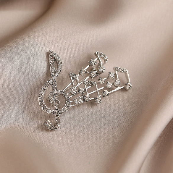 Wholesale Alloy Silver Note Minimalist Electroplated Female Brooch Jewelry