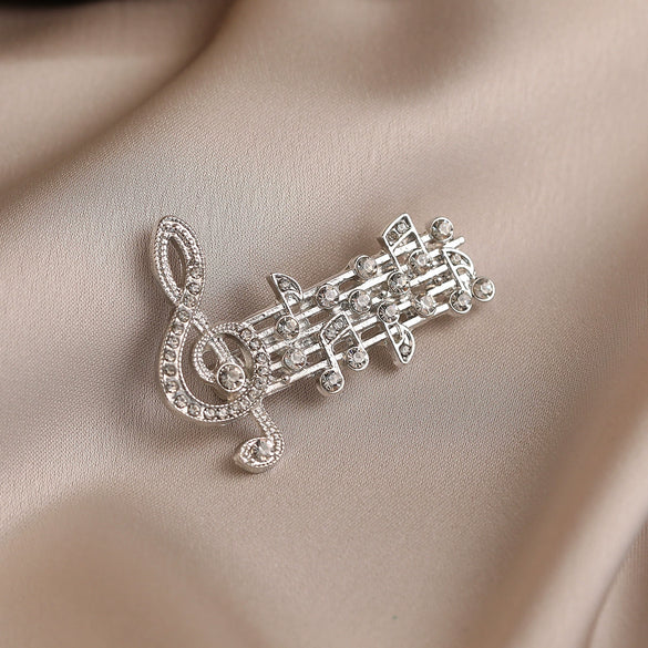 Wholesale Alloy Silver Note Minimalist Electroplated Female Brooch Jewelry