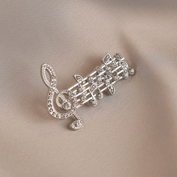 Wholesale Alloy Silver Note Minimalist Electroplated Female Brooch Jewelry