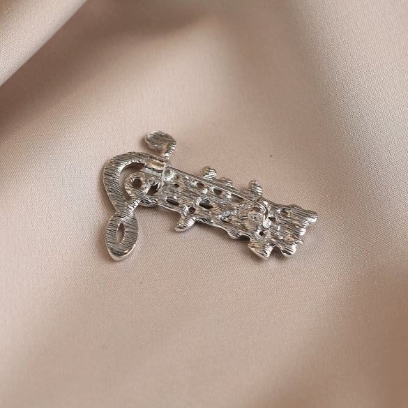 Wholesale Alloy Silver Note Minimalist Electroplated Female Brooch Jewelry