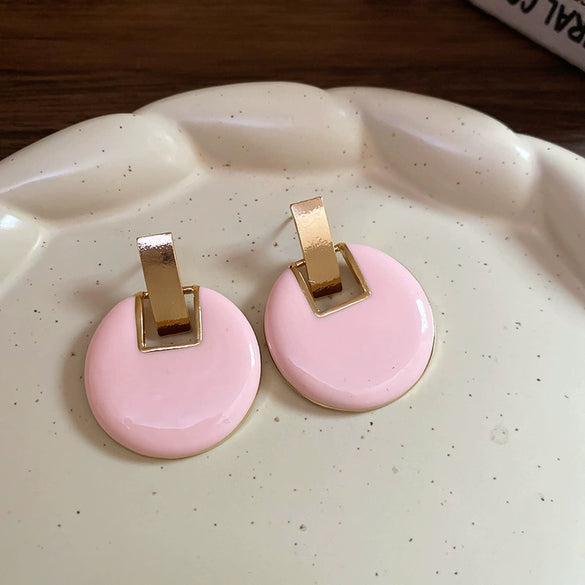 Wholesale Alloy Silver Pink Sweet Flower Ear Studs With Electroplating For Women Mori Cute Joker Design