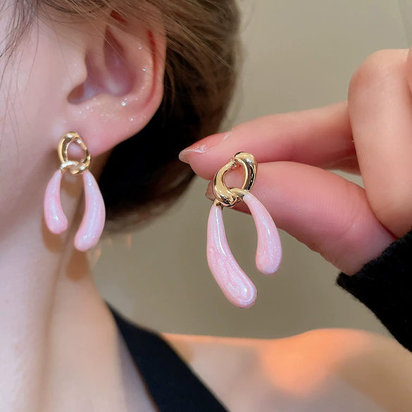 Wholesale Alloy Silver Pink Sweet Flower Ear Studs With Electroplating For Women Mori Cute Joker Design