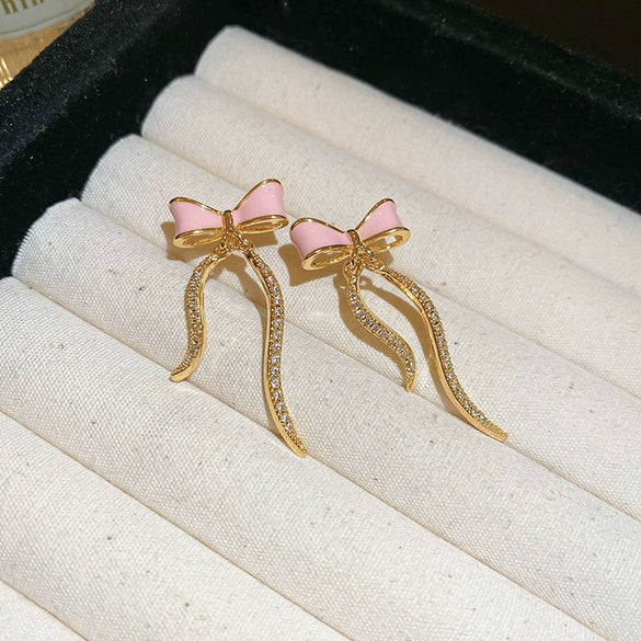 Wholesale Alloy Silver Pink Sweet Flower Ear Studs With Electroplating For Women Mori Cute Joker Design