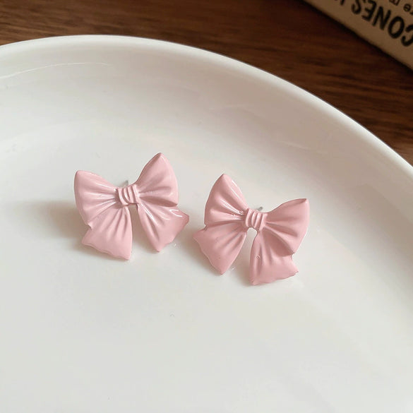 Wholesale Alloy Silver Pink Sweet Flower Ear Studs With Electroplating For Women Mori Cute Joker Design