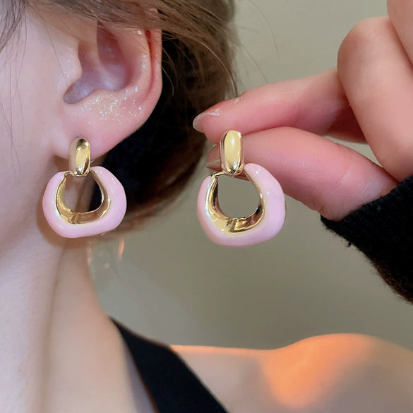 Wholesale Alloy Silver Pink Sweet Flower Ear Studs With Electroplating For Women Mori Cute Joker Design