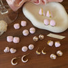 Wholesale Alloy Silver Pink Sweet Flower Ear Studs With Electroplating For Women Mori Cute Joker Design