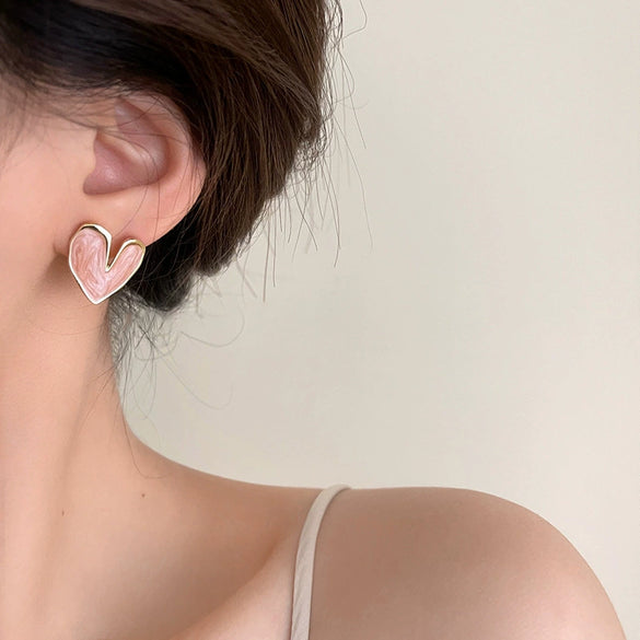 Wholesale Alloy Silver Pink Sweet Flower Ear Studs With Electroplating For Women Mori Cute Joker Design