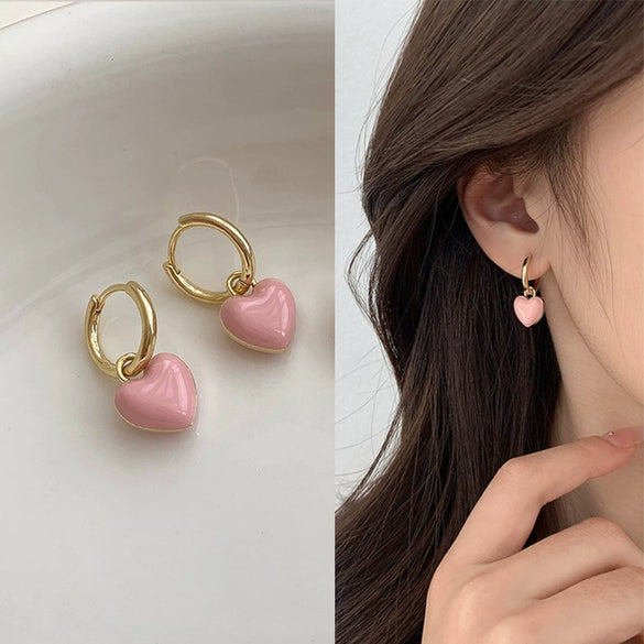 Wholesale Alloy Silver Pink Sweet Flower Ear Studs With Electroplating For Women Mori Cute Joker Design