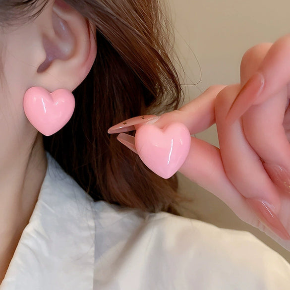 Wholesale Alloy Silver Pink Sweet Flower Ear Studs With Electroplating For Women Mori Cute Joker Design