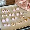 Wholesale Alloy Silver Pink Sweet Flower Ear Studs With Electroplating For Women Mori Cute Joker Design