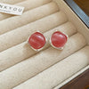 Wholesale Alloy Silver Pink Sweet Flower Ear Studs With Electroplating For Women Mori Cute Joker Design
