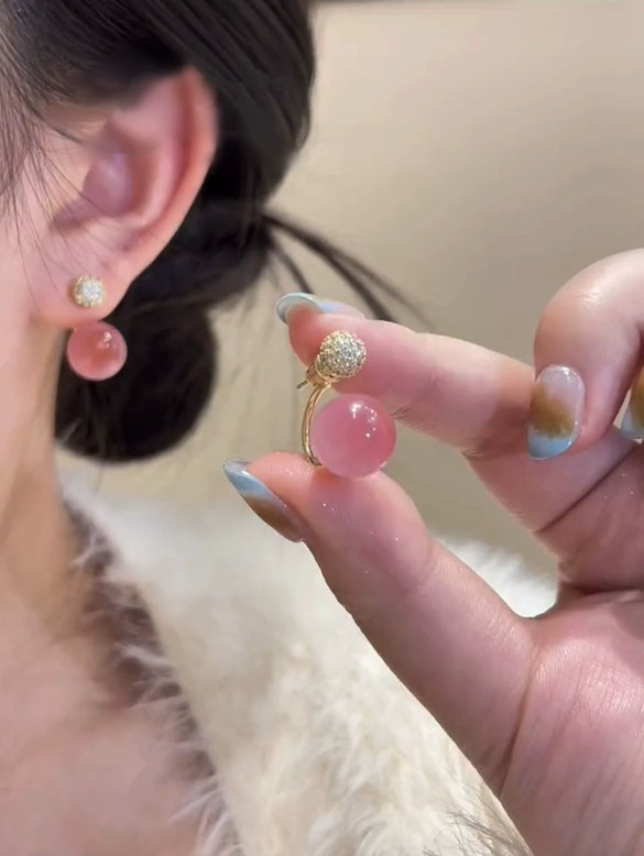 Wholesale Alloy Silver Pink Sweet Flower Ear Studs With Electroplating For Women Mori Cute Joker Design