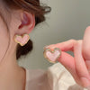 Wholesale Alloy Silver Pink Sweet Flower Ear Studs With Electroplating For Women Mori Cute Joker Design