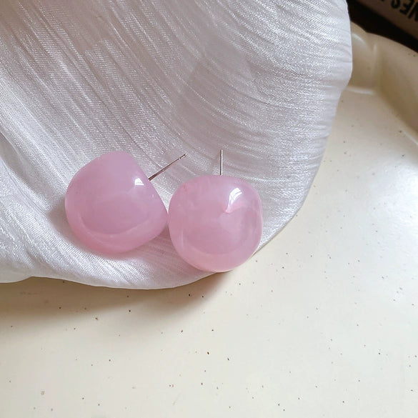 Wholesale Alloy Silver Pink Sweet Flower Ear Studs With Electroplating For Women Mori Cute Joker Design