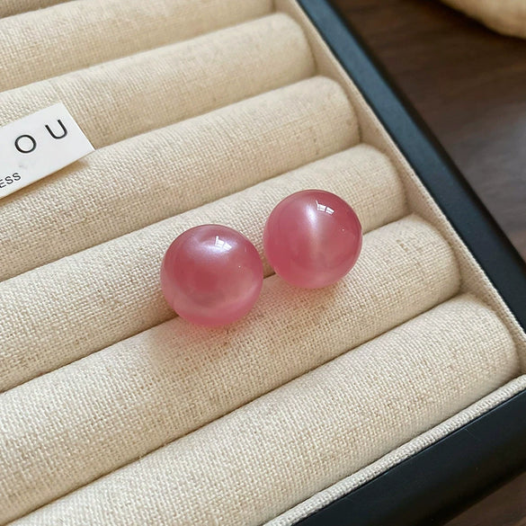 Wholesale Alloy Silver Pink Sweet Flower Ear Studs With Electroplating For Women Mori Cute Joker Design