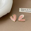 Wholesale Alloy Silver Pink Sweet Flower Ear Studs With Electroplating For Women Mori Cute Joker Design
