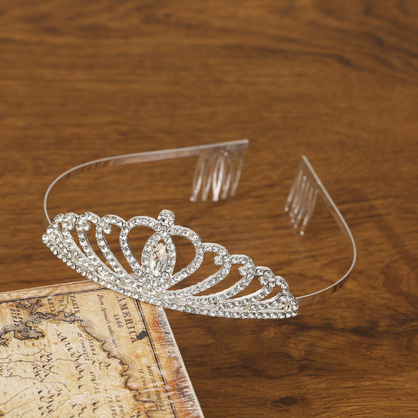 Wholesale Alloy Silver Plated Electroplating Crown Tiara Comb Women's Bridal Jewelry Hair Accessories