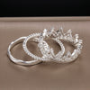 Wholesale Alloy Silverplated Geometric Crown Ring Detachable Threeinone Couple Style