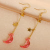 Wholesale Alloy Simple Moon And Star Women's Fashion Long Tassel Earrings With Electroplating