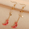 Wholesale Alloy Simple Moon And Star Women's Fashion Long Tassel Earrings With Electroplating