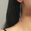 Wholesale Alloy Simple Moon And Star Women's Fashion Long Tassel Earrings With Electroplating