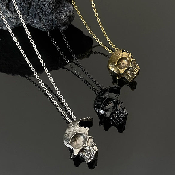 Wholesale Alloy Skull Pendant Men's Retro Gothic Necklace With Electroplating