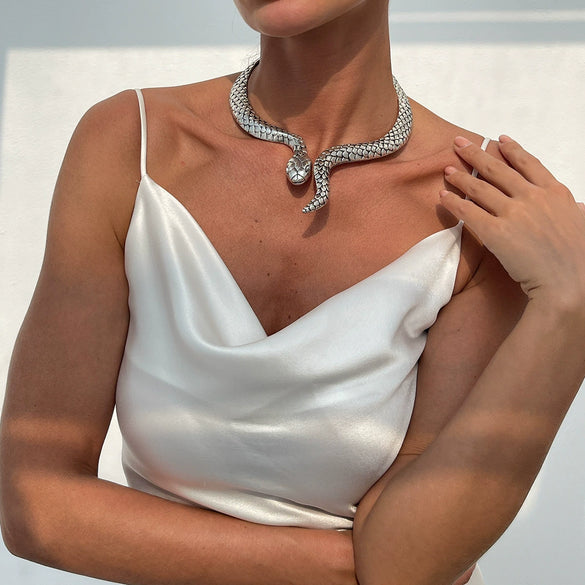 Wholesale Alloy Snake Animal Retro Electroplated Clavicle Chain Necklace