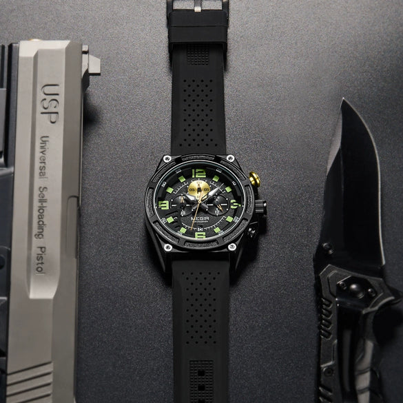 Wholesale Alloy Sports Multifunctional Luminous Waterproof Quartz Watch For Men With Round Dial