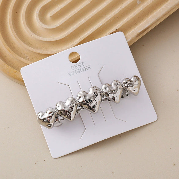 Wholesale Alloy Spring Clip Hairpin With Small Stars Pattern And Electroplating Process For Women