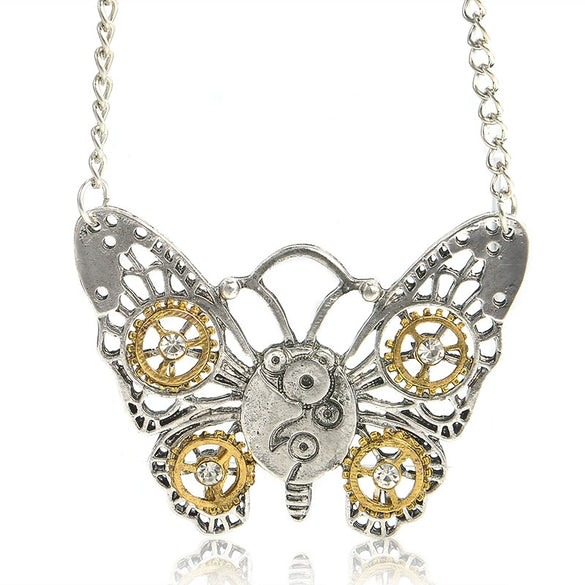 Wholesale Alloy Steampunk Heart Shaped Mechanical Gear Pendant Necklace For Women