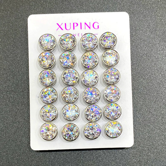 Wholesale Alloy Synthetic Zircon Stud Earrings For Women Electroplated With Heart And Star Geometric Design