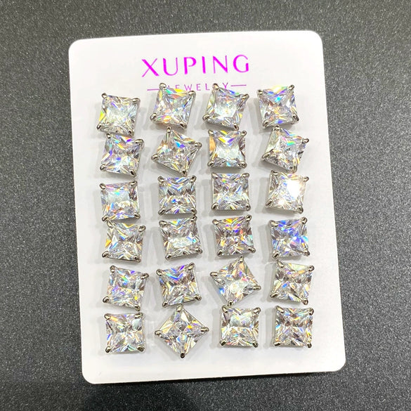 Wholesale Alloy Synthetic Zircon Stud Earrings For Women Electroplated With Heart And Star Geometric Design