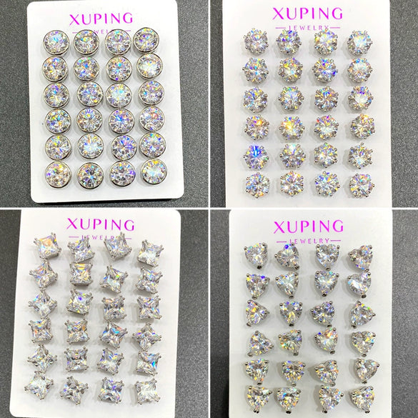 Wholesale Alloy Synthetic Zircon Stud Earrings For Women Electroplated With Heart And Star Geometric Design