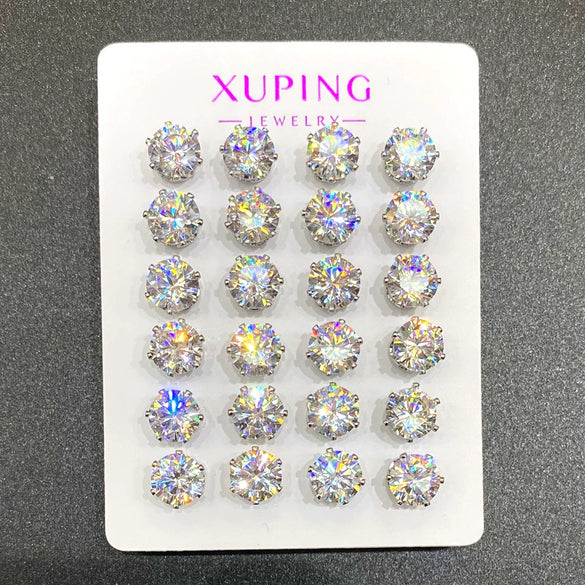 Wholesale Alloy Synthetic Zircon Stud Earrings For Women Electroplated With Heart And Star Geometric Design