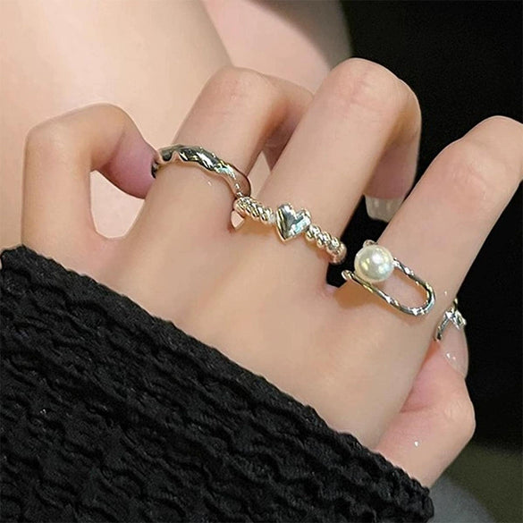 Wholesale Alloy Threepiece Ring And Bracelet Set Electroplated Unisex Personality Style