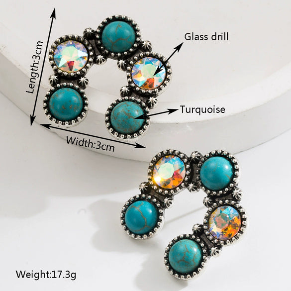 Wholesale Alloy Turquoise Geometric Retro Pendant Earrings For Women
