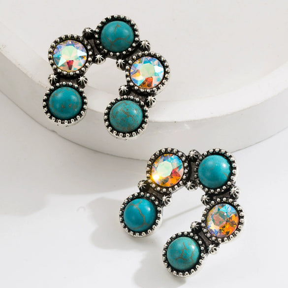 Wholesale Alloy Turquoise Geometric Retro Pendant Earrings For Women