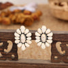 Wholesale Alloy Turquoise Oil Geometric Flower Exaggerated Electroplated Women's Earrings