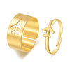 Wholesale Alloy Twocolor Gold And Silver Retro Hollow Geometric Fashion Women's Electroplated Ring Set
