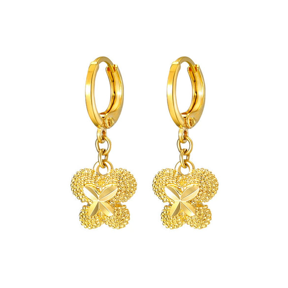 Wholesale Alloy Vintage Geometric Fourleaf Clover Earrings Electroplated For Women