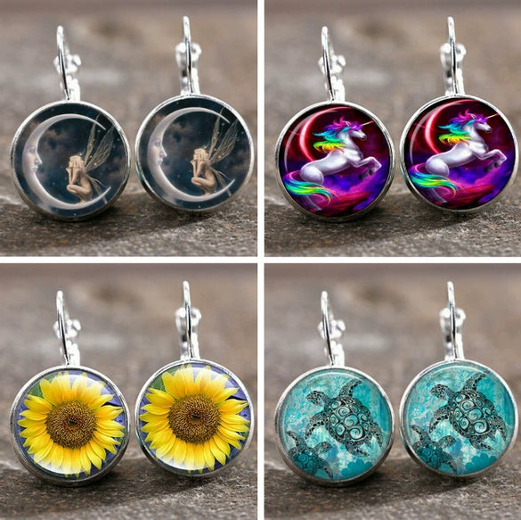 Wholesale Alloy Vintage Geometric Gem Pendant Earrings With Electroplating