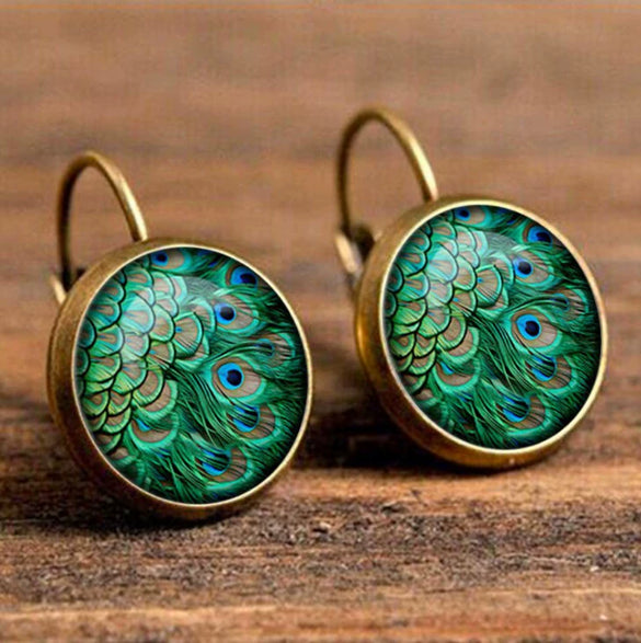 Wholesale Alloy Vintage Geometric Gem Pendant Earrings With Electroplating