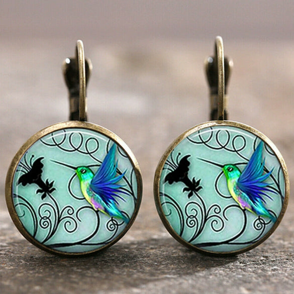 Wholesale Alloy Vintage Geometric Gem Pendant Earrings With Electroplating