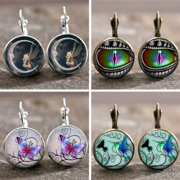 Wholesale Alloy Vintage Geometric Gem Pendant Earrings With Electroplating