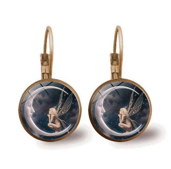 Wholesale Alloy Vintage Geometric Gem Pendant Earrings With Electroplating