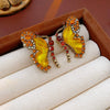 Wholesale Alloy Vintage Necklace Set With Diamonds Featuring Butterfly Pattern