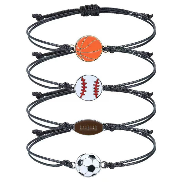 Wholesale Alloy Wax Line Bracelet Geometric Style Electroplated For Sports Fans Unisex